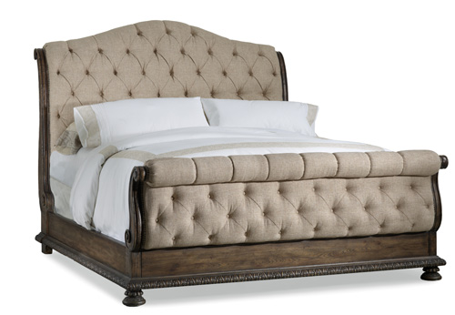 Drama, softness combine in tufted bed