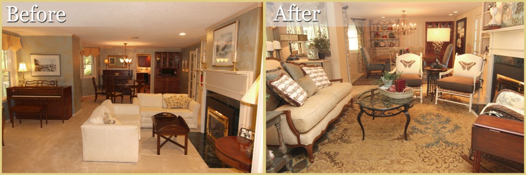 Sitting room was transformed from outdated and boring to tactile European country