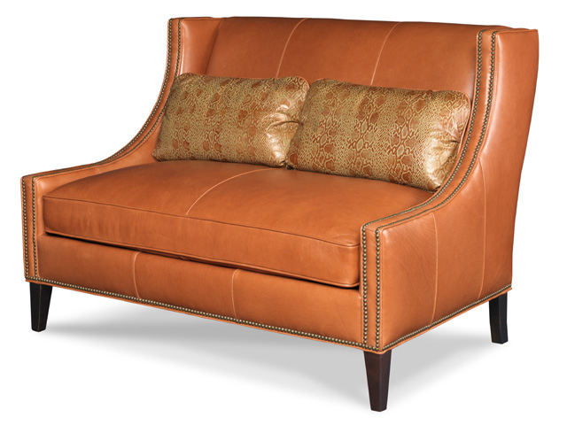 Luscious orange leather highlights Aria settee