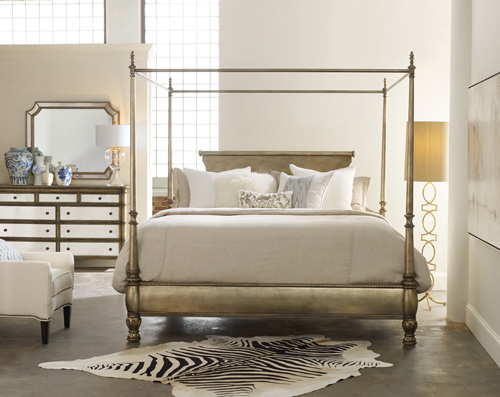 The chic, champagne-colored metallic finish of the Montage bed will have you pulling out the champagne!