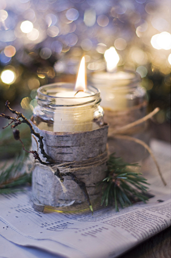 Try bark-wrapped candle jars