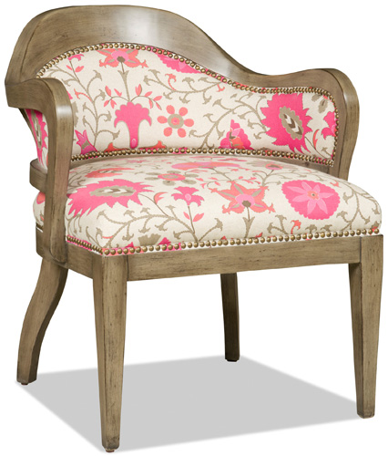 Accent chair in Calypso Hibiscus Danish linen