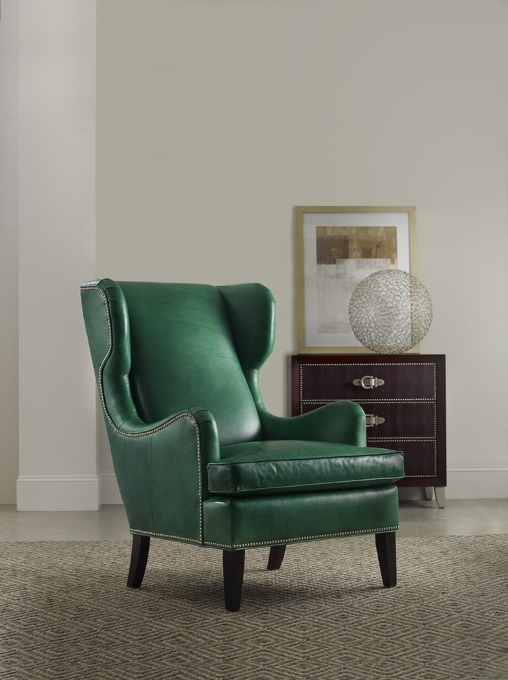 Bradington-Young chair in emerald green leather