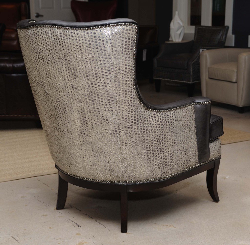 A metallic embossed leather on the Hudson chair