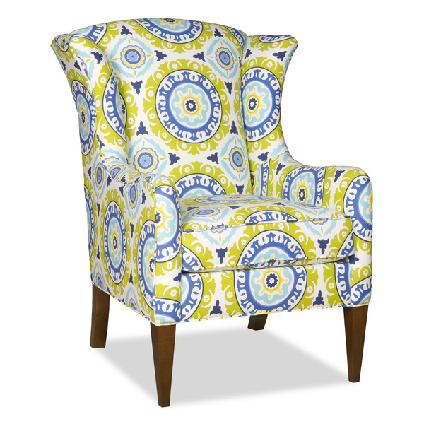 Blue, white and citron bring this wing chair to life.